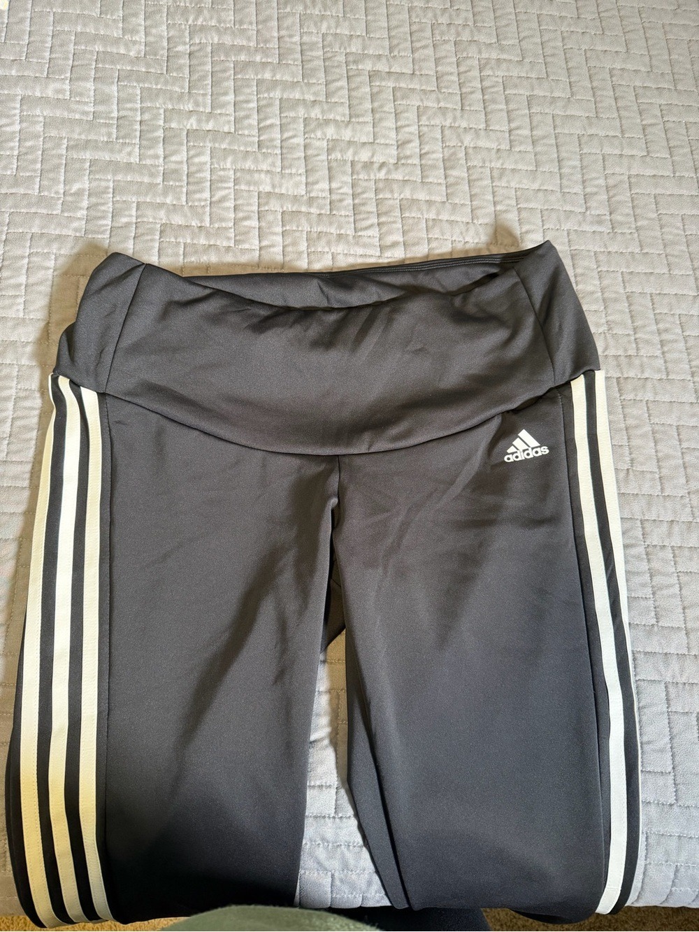 adidas Black Leggings with White Side Stripes 1X